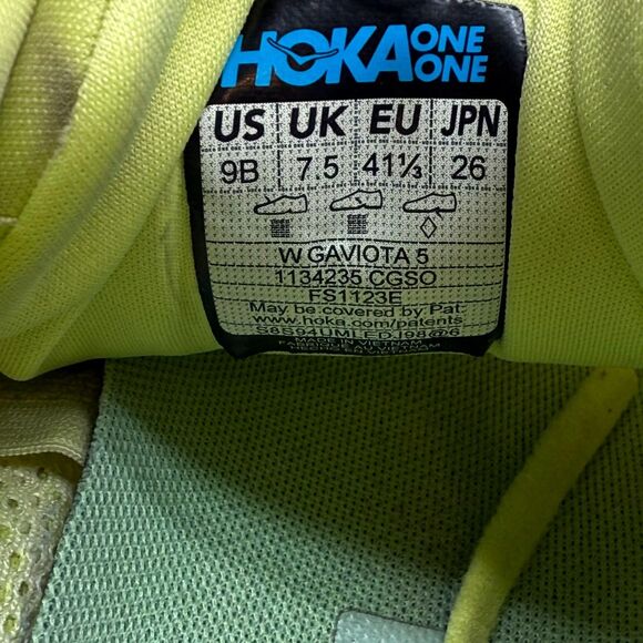 Hoka One One Gaviota 5 Womens 9 Yellow Athletic Running Sneakers Lace-Up Low Top - Picture 9 of 10